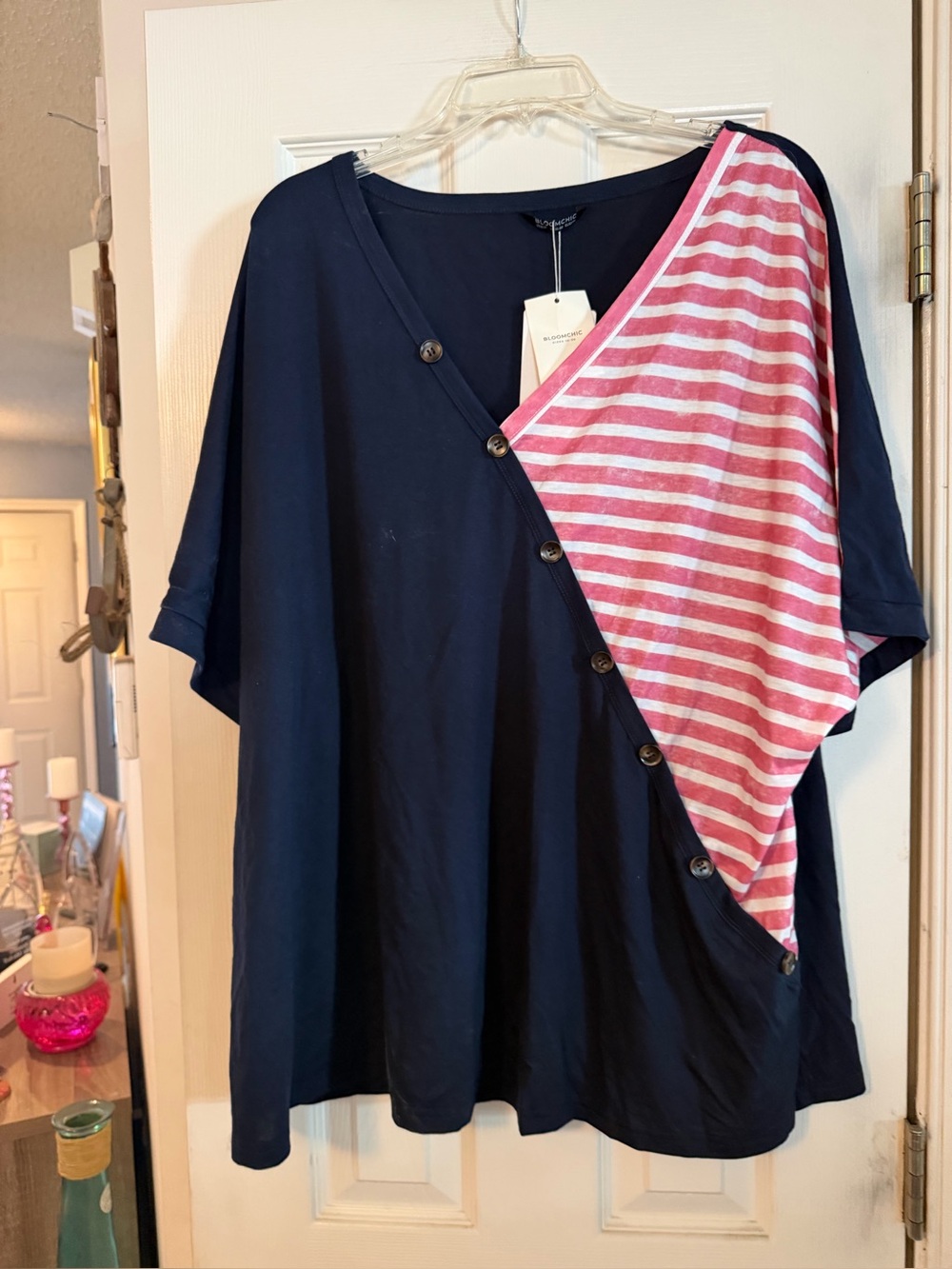 BloomChic Navy Tunic with Red & White Stripe Detail